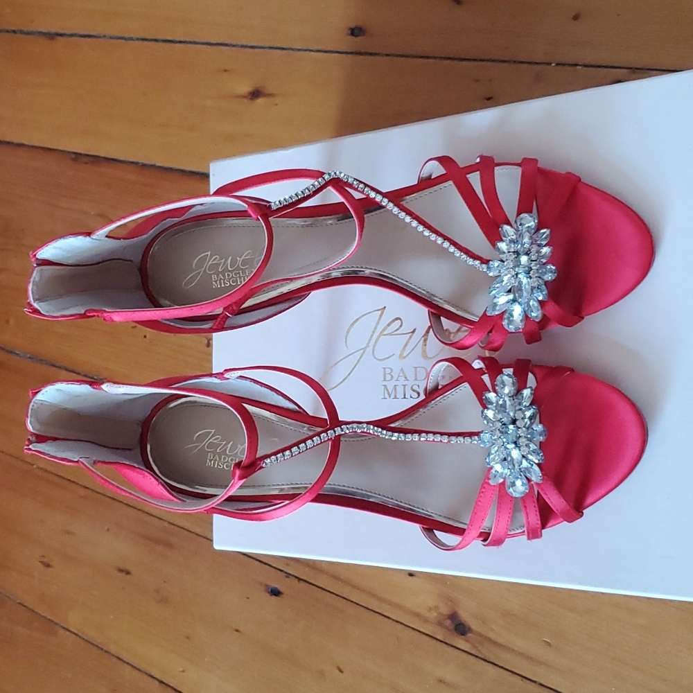 Badgley Mischka Jewel Red Satin Heels